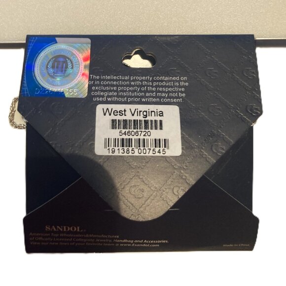 WVU Pendant NECKLACE West Virginia University Blue Gold Mountaineers Jewelry - Picture 5 of 5